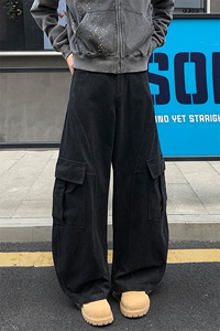 美式高街多口袋纯棉工装弯刀裤男大码镰刀裤K24079-特P60控108图片