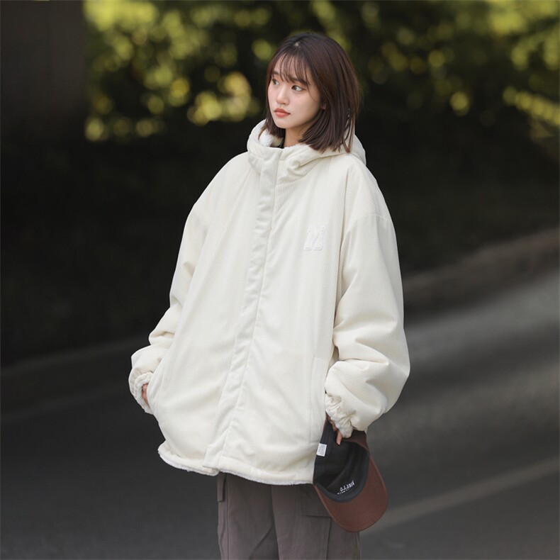 灯芯绒两面穿棉服男女羊羔毛棉衣外套冬季加厚棉袄M0811-P120,男装棉衣,星座308B-2