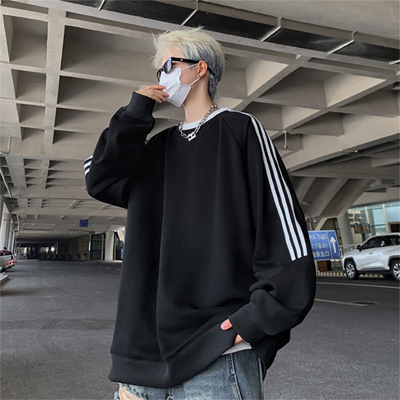 抖音得物高品质重磅全棉二开支持退换360克宽松织带圆领卫衣CM03,男装卫衣,电商A486