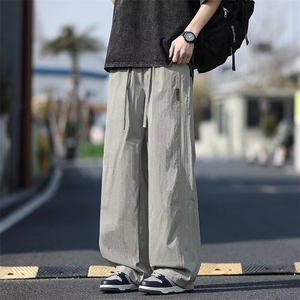 美式高街复古春秋青少年纯色修身微喇男土直筒垂感水洗弹力牛仔裤