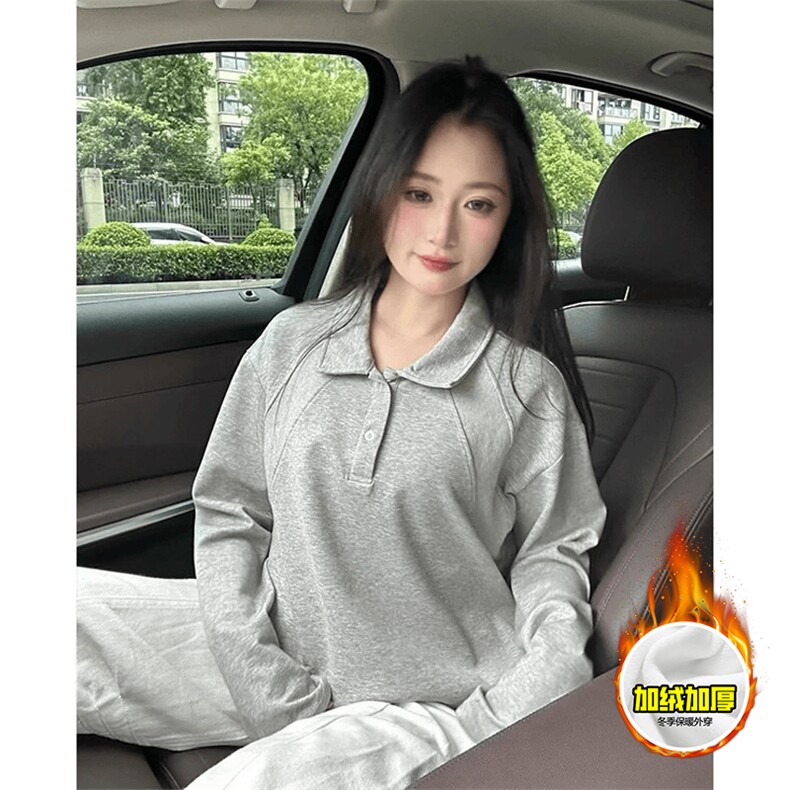抖音得物高品质美式高街重磅曼巴棉结构螺纹拼接翻领卫衣长袖T恤,男装T恤,电商A486-1