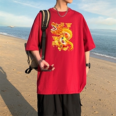 直播供货2025夏装新款纯棉印花短袖T恤A158-T2427-P18特价控28，男装T恤，电商A158