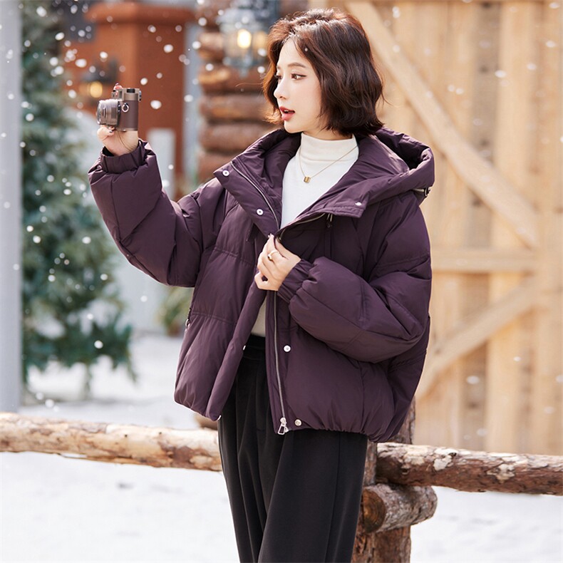 【现货】短款羽绒服女冬2024今年新款洋气时尚加厚保暖面包服外套,女装羽绒服,仁梯