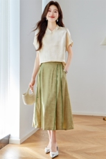 新中式国风套装女2025年夏季新款高级感减龄改良旗袍马面裙两件套，女装套装/套裙，新依时派