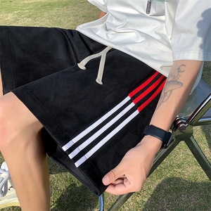 XZ514-2-1521-P43夏季篮球跑步运动裤男麂皮绒学生杠条休闲五分裤图片