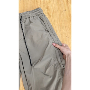 港风细格纹三杠织带褶皱设计大码M-5XL速干休闲裤CK78059P55控88