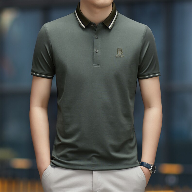 polo衫中年商务休闲男装夏季新款男士短袖T恤半袖翻领宽松上衣服图片