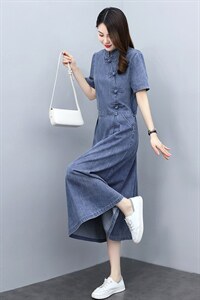 天丝牛仔连衣裙女夏季2024新款两件套洋气减龄套装裙宽松大码套装图片