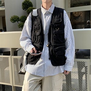 工装马甲男口袋2023夏季新款ins高街宽松百搭帅气外套W2449-P43图片