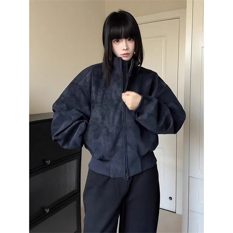 考拉同款美式街头设计感皮衣外套女秋季宽松飞行夹克,男装夹克,星座506A