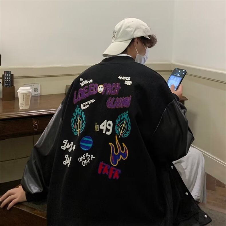 高街ins潮流宽松休闲夹克外套男春秋季新款嘻哈棒球服W5574-P62,男装夹克,星座512-2