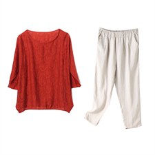 时尚套装女宽松夏季新品休闲减龄两件套气质蝙蝠衫，，女装套装/套裙，涵誉