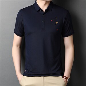 2024新款男装中青年翻领POLO衫日常休闲短袖上衣男字母半袖T P75图片
