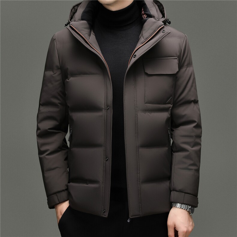 2025新款冬季男可脱卸帽短款90%白鸭绒羽绒服大衣加厚羽绒服外套图片