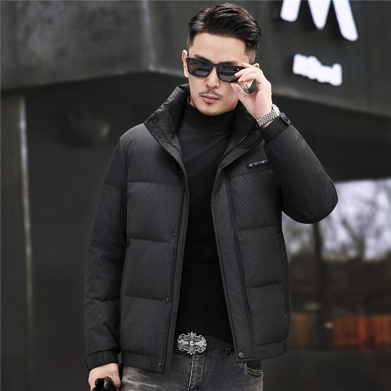 2025新款冬季立领短款90白鸭绒羽绒服外套中年男装加厚羽绒服夹克,男装夹克,钱塘723