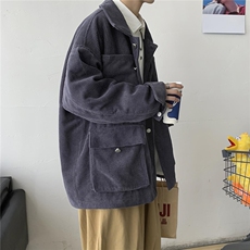 秋装港风男女复古灯芯绒夹克工装宽松外套学生中性风H203/P70，男装夹克，电商A221A