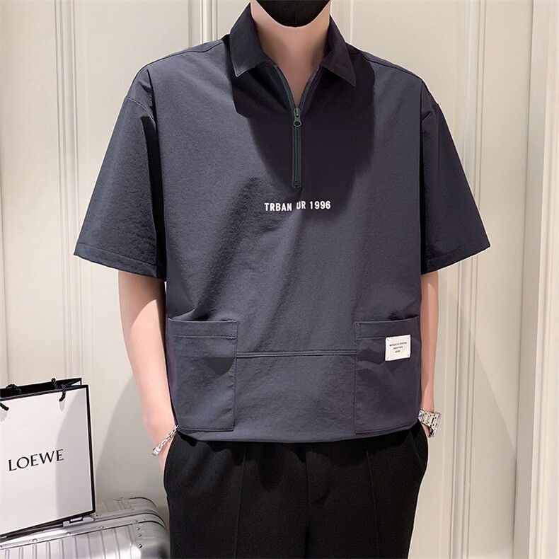 23年夏季男士翻领T恤A210-8035-p4890%锦纶10%氨纶,男装T恤,电商A210