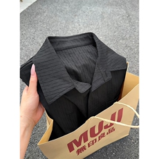 新款纹理感纯色长袖宽松翻领复古舒适衬衫外套男C5461-特P38控75，男装衬衫，电商A001-1