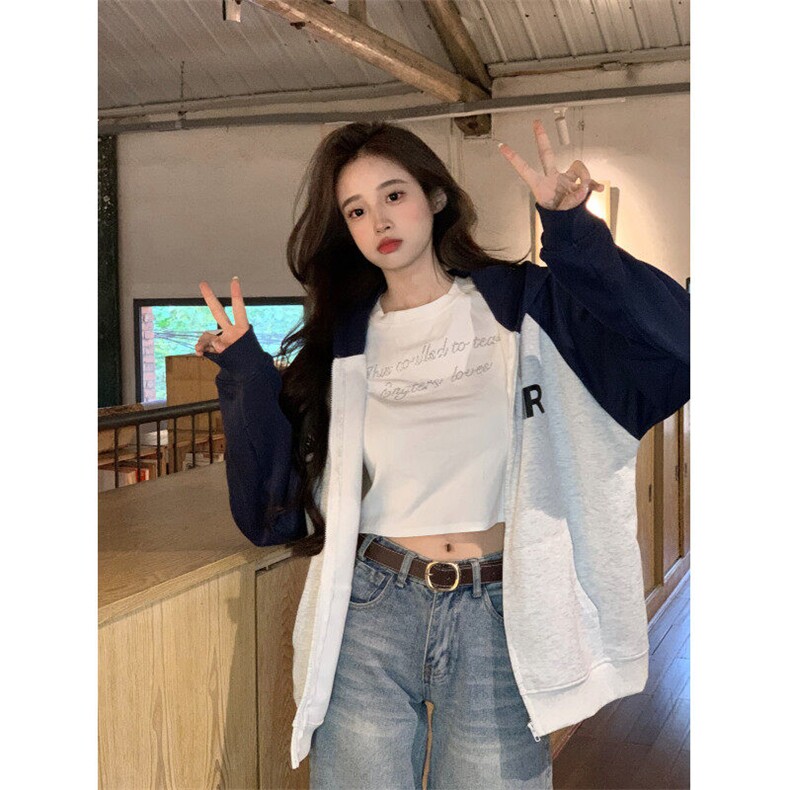 EE053-P65卫衣男女情侣装薄款2024潮条纹拉链开衫外套连帽韩上衣,女装短外套,星座911-3