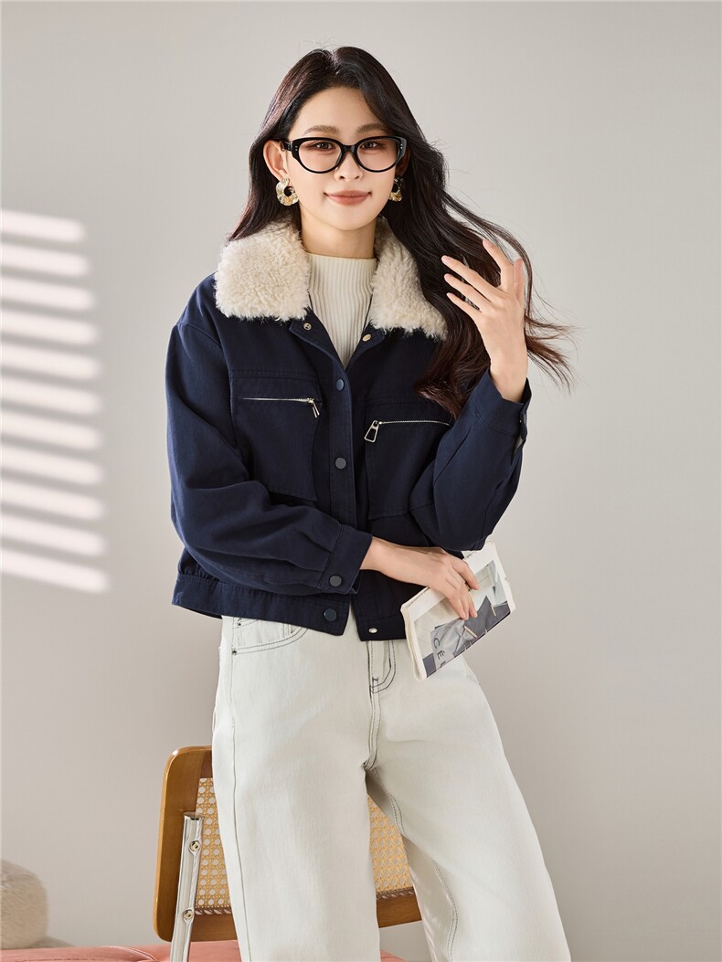 2025秋冬装新款加绒加厚短款外套,女装棉衣/棉服,梦芯尔