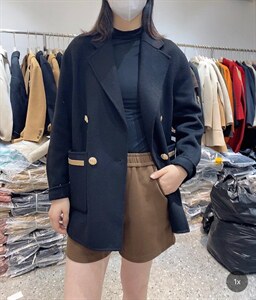 2021秋季新款时尚韩版小香风甜美百分百羊毛双面呢西装大衣,女装西装,L·H·X