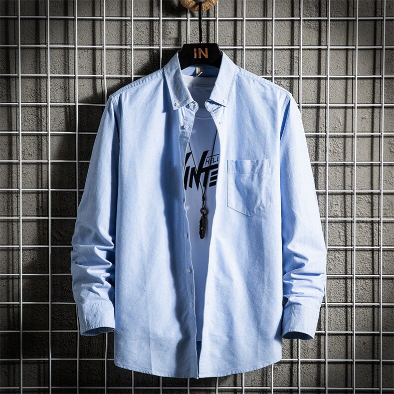 纯棉时尚全棉牛津纺长袖纯色高品质衬衫衬衣228-L006-P38,男装衬衫,星座228