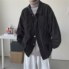 港风情侣灯芯绒夹克外套多口袋工装宽松衬衫潮男女日系 H203/P85图片