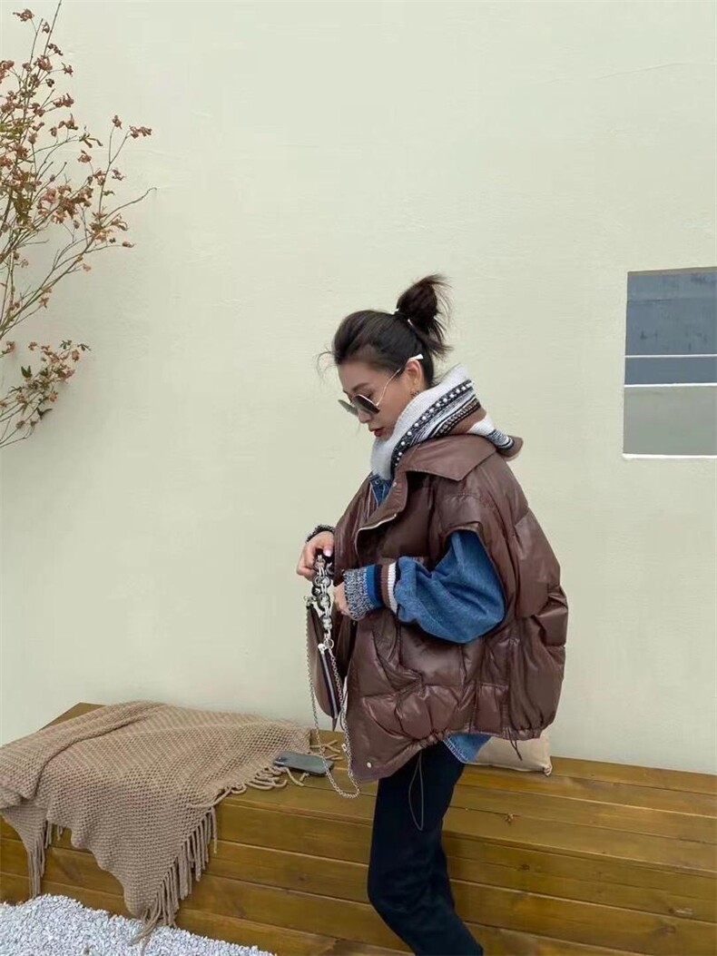 2021秋季新款欧洲站欧货韩版设计感拉链羽绒马甲女宽松外套,女装马甲,L·H·X