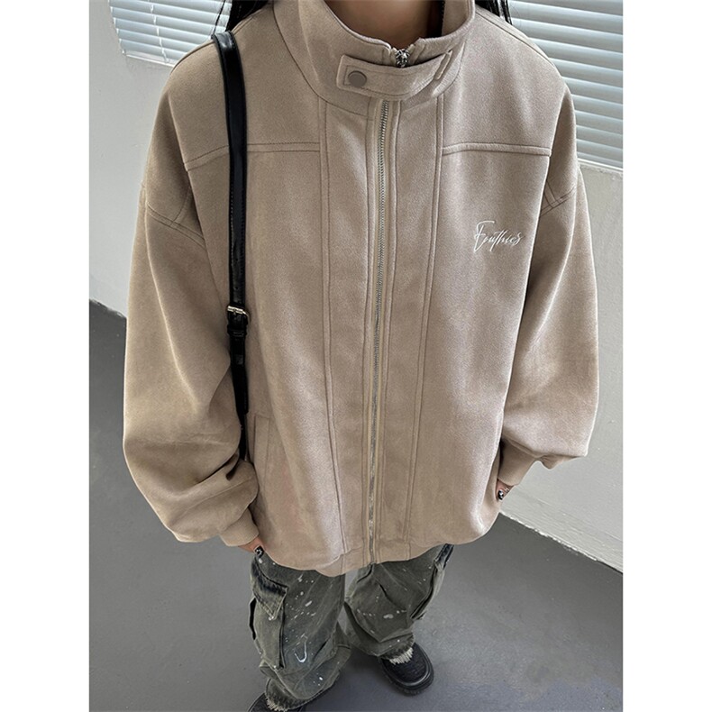 主推中性风美式复古麂皮绒立领潮牌夹克外套上衣男女G1093P88,男装夹克,电商A339