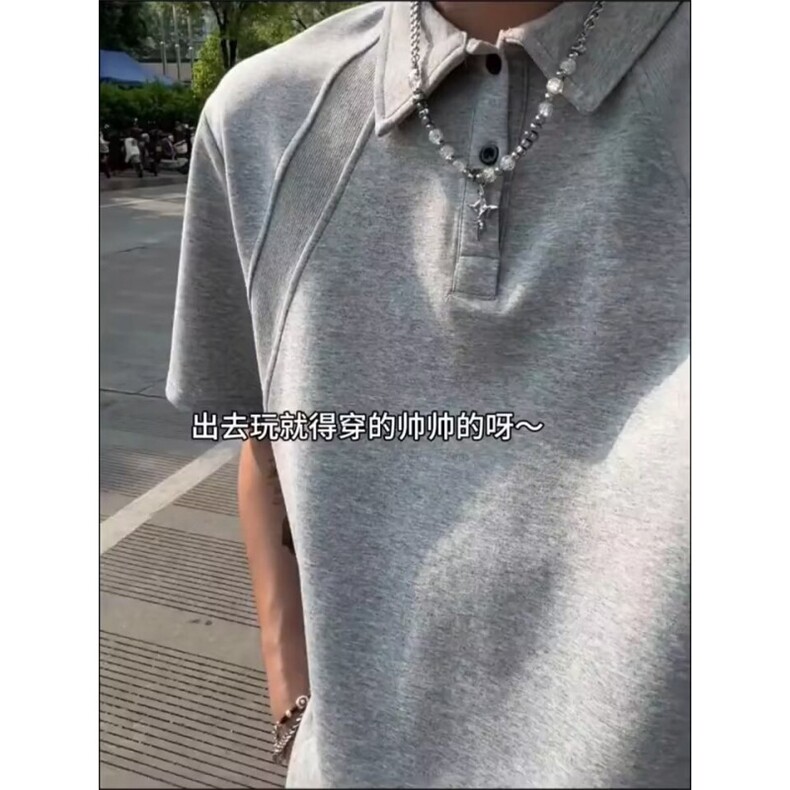 D202-P342026夏季新款解构拼接空气层短袖POLO衫,男装T恤,电商B323A