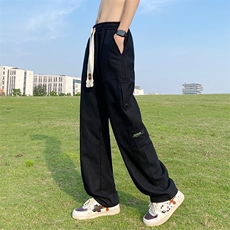 Q2160-TP55控价78早秋新品口袋贴标直筒休闲长裤宽松百搭裤子男，男装休闲裤，电商A102-1