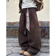 美拉德咖色高腰阔腿休闲男春秋2026新款宽松直筒工装裤子CAH912，男装工装外套，星座516A