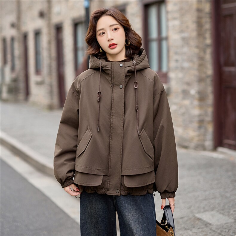 【2025冬季新款】大量现货时尚休闲连帽加棉派克服棉服,女装派克服,缘衣格