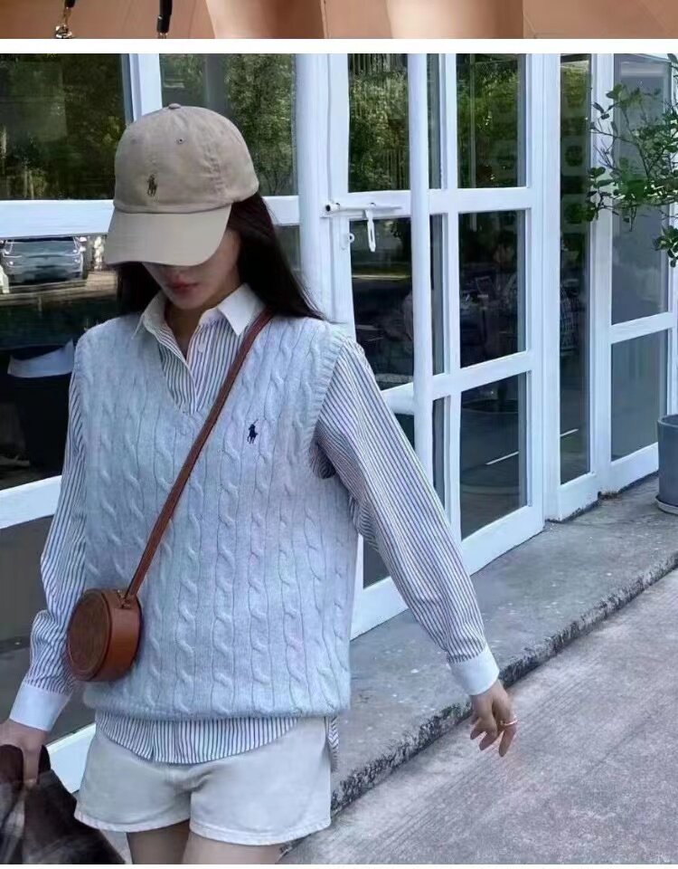 针织马甲女背心秋冬新款宽松无袖外搭v领坎肩复古马夹,女装T恤,半城羊绒