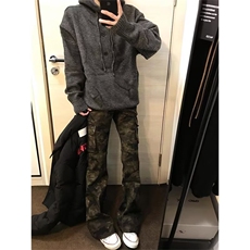 美式高街vibe多口袋迷彩微喇工装牛仔裤男女修身直筒裤L8279-p58，男装牛仔裤，星座1008