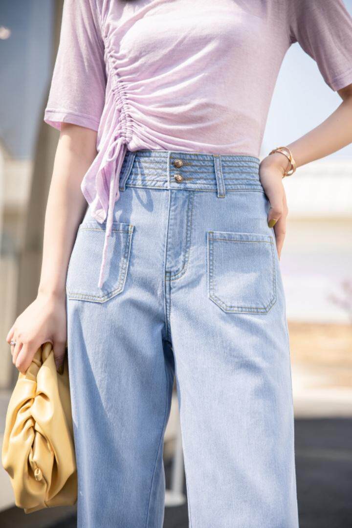 贴袋牛仔烟管裤，女装，杭派依秀