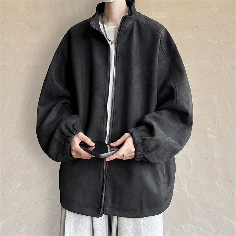 麂皮绒夹克男大码立领褂子外套JK85099-P68 加绒款-P78图片