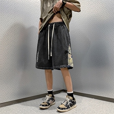 牛仔短裤男夏季港风高街水洗拼接五分裤子潮流insXD22963-P45，男装牛仔裤，电商A042