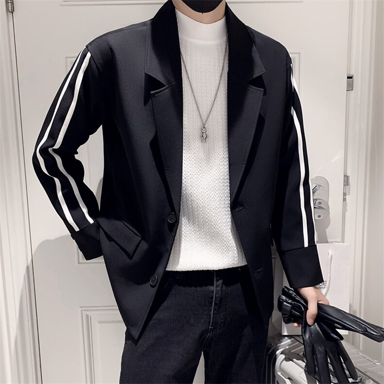 小伙风~2026秋季新款袖子织带拼色休闲西装外套K022/P95,男装西服套装,电商B331