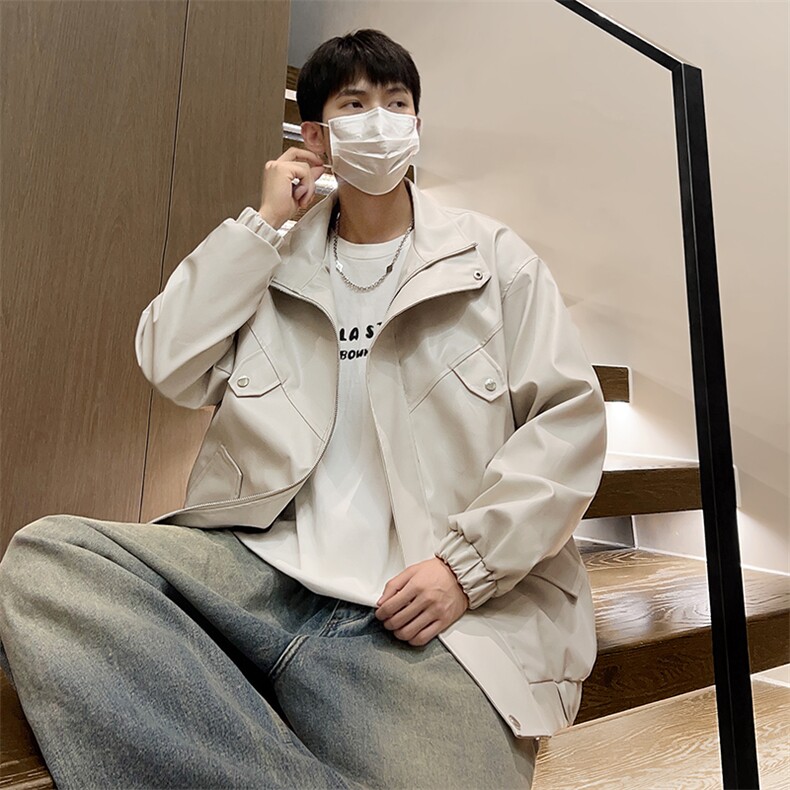 秋季立领皮夹克男新款潮流男士皮衣青年外套A266-PY008-P75控138，男装夹克，电商A266