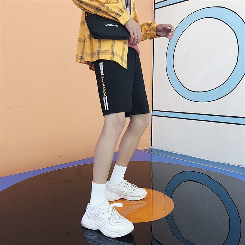 703-DK162-P30夏季ins男士休闲运动短裤织带印花运动裤大码,男装休闲裤,星座703