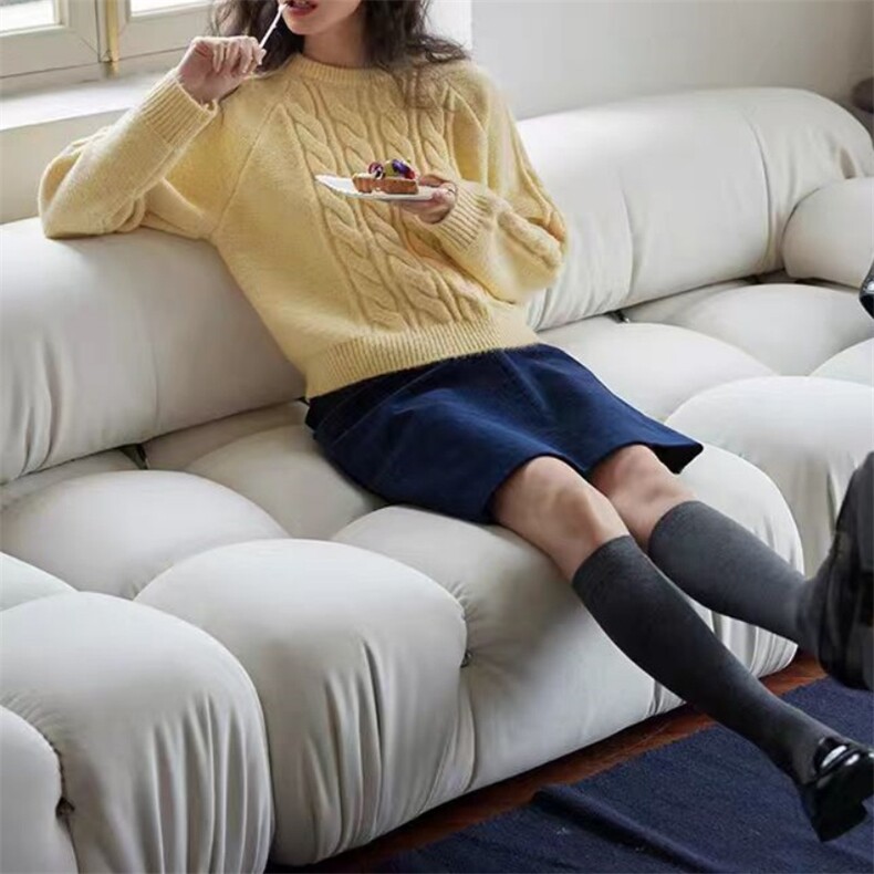 法式优雅麻花编织圆领羊毛衫羊毛柔软舒适秋冬,女装羊毛衫,旭驰羊绒