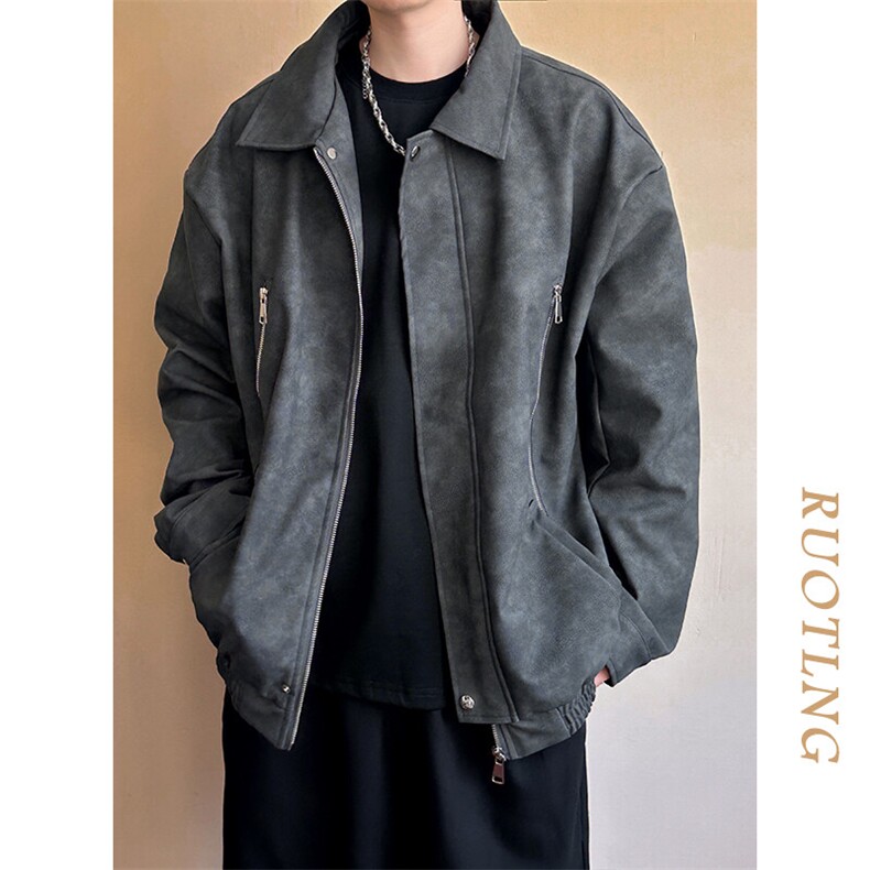 现货-春秋美式复古皮衣男潮牌街头时尚外套皮夹克-AP23064-P115,男装夹克,电商A351