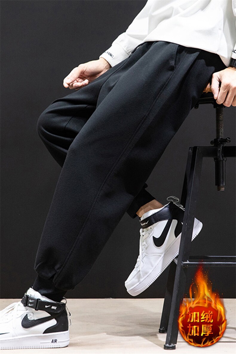 K12099-P40加绒P50束脚纯棉运动裤男士休闲裤大码宽松卫裤男,男装休闲裤,电商A040A