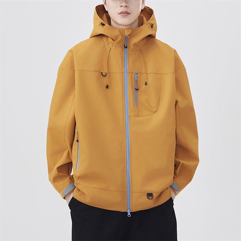 中性风户外夹克男连帽纯色上衣冲锋衣外套DSA157B-JK7870-P65,男装夹克,电商A157B