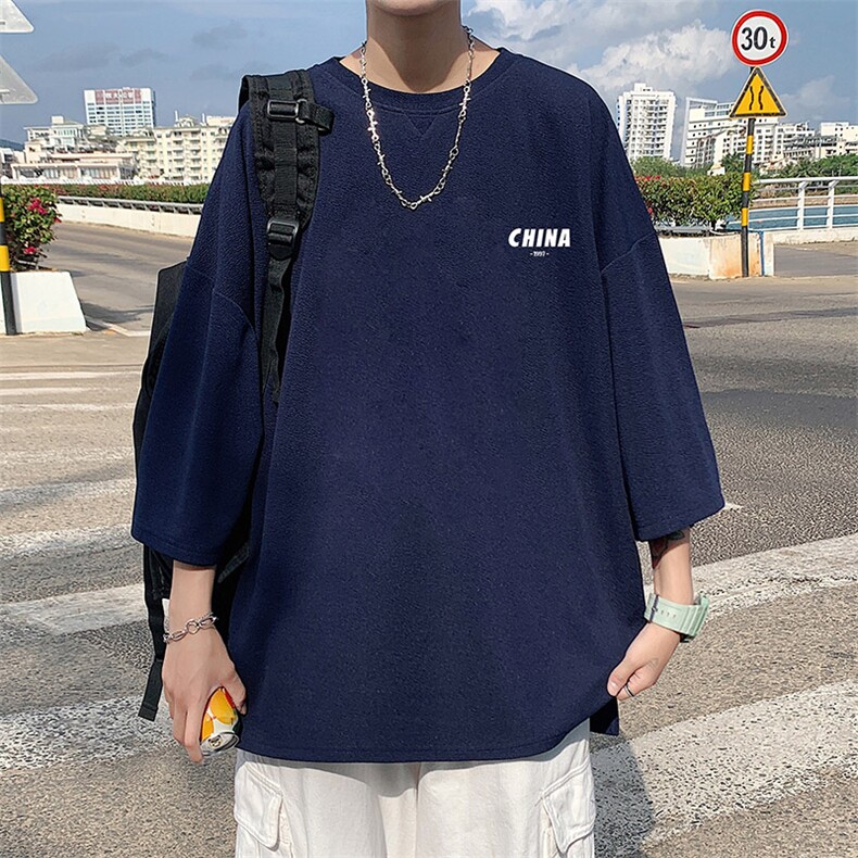 Q11248-P30春夏季七分袖t恤男大码五分袖男短袖中袖,男装T恤,电商A040