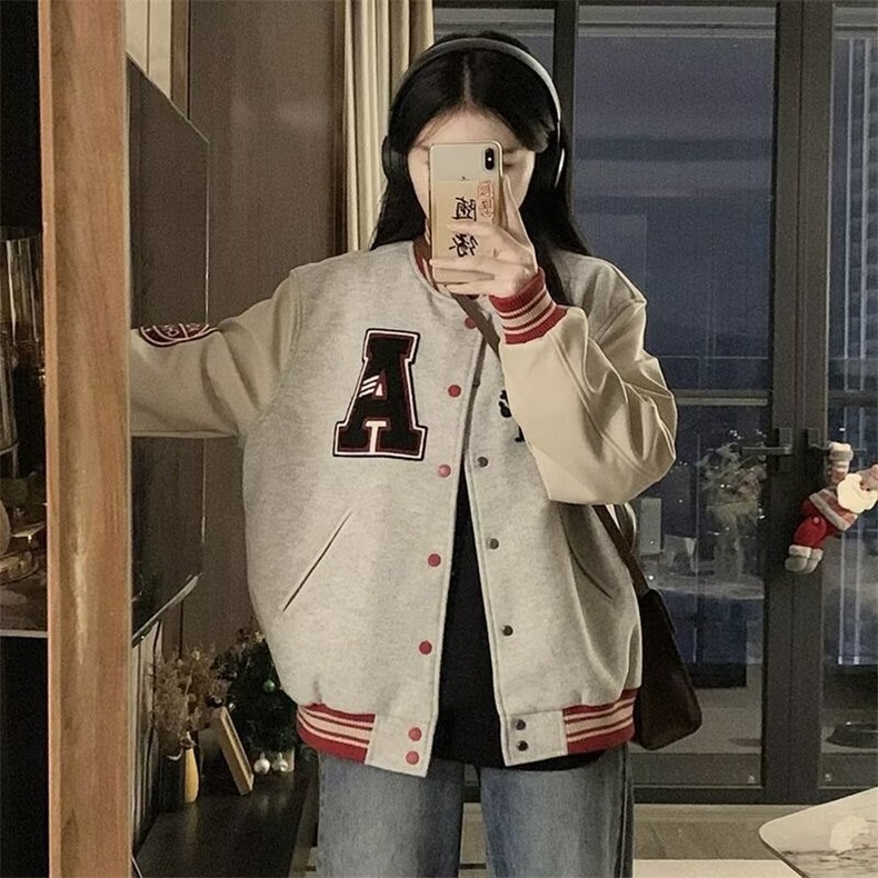 美式复古棒球服女春秋2025新款韩版宽松刺绣宽松休闲夹克JK5703,男装夹克,星座208-5