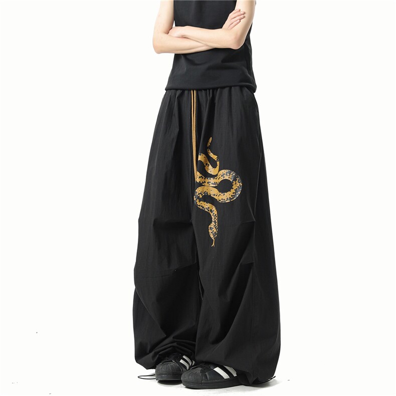 蛇年大吉A165-K8889-P6589豹纹阔腿伞兵裤街舞防水运动休闲裤，男装休闲裤，电商A165