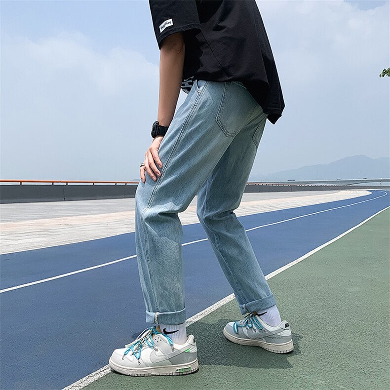 夏季牛仔裤子男生潮流休闲裤宽松长裤男韩版男裤潮N0908-P43,男装牛仔裤,星座308B-1