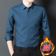 2023冬季新款韩版条纹衬衫男长袖休闲衬衣中年寸衫YYF5007-P85，男装衬衫，电商B212（原钱塘6029）